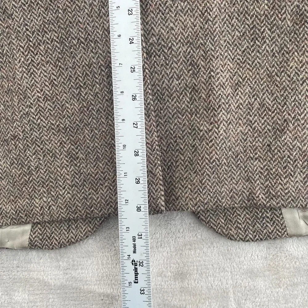 Vintage Harris Tweed‎ Blazer Jacket Sport Coat 40R Brown Herringbone 100% Wool